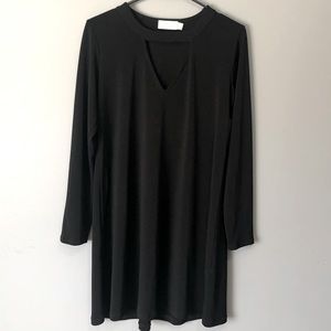 Veronica M High Neck Black Swing Dress